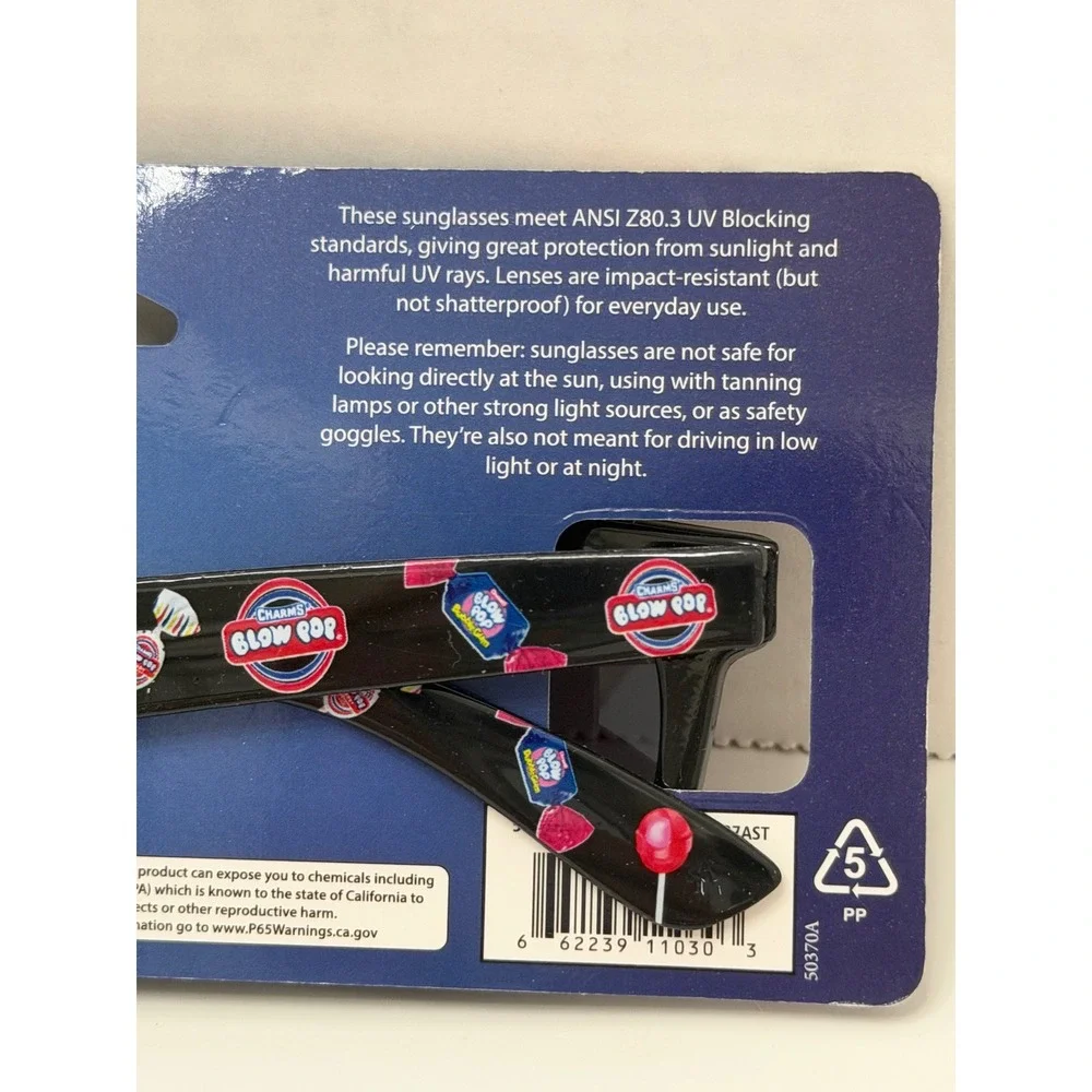 Charms Blow Pop Kids Sunglasses Black Novelty Candy Print Ages 3+ UV Protection